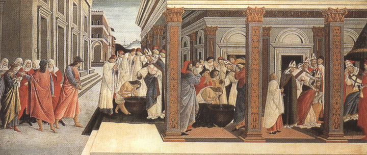 Sandro Botticelli Baptism,renunciation of marriage,appointment as bishop (mk36)